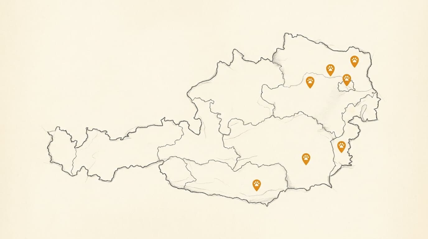 Übersichtskarte der Willenskraft-Standorte in ganz Österreich — das Netzwerk hinter Lara