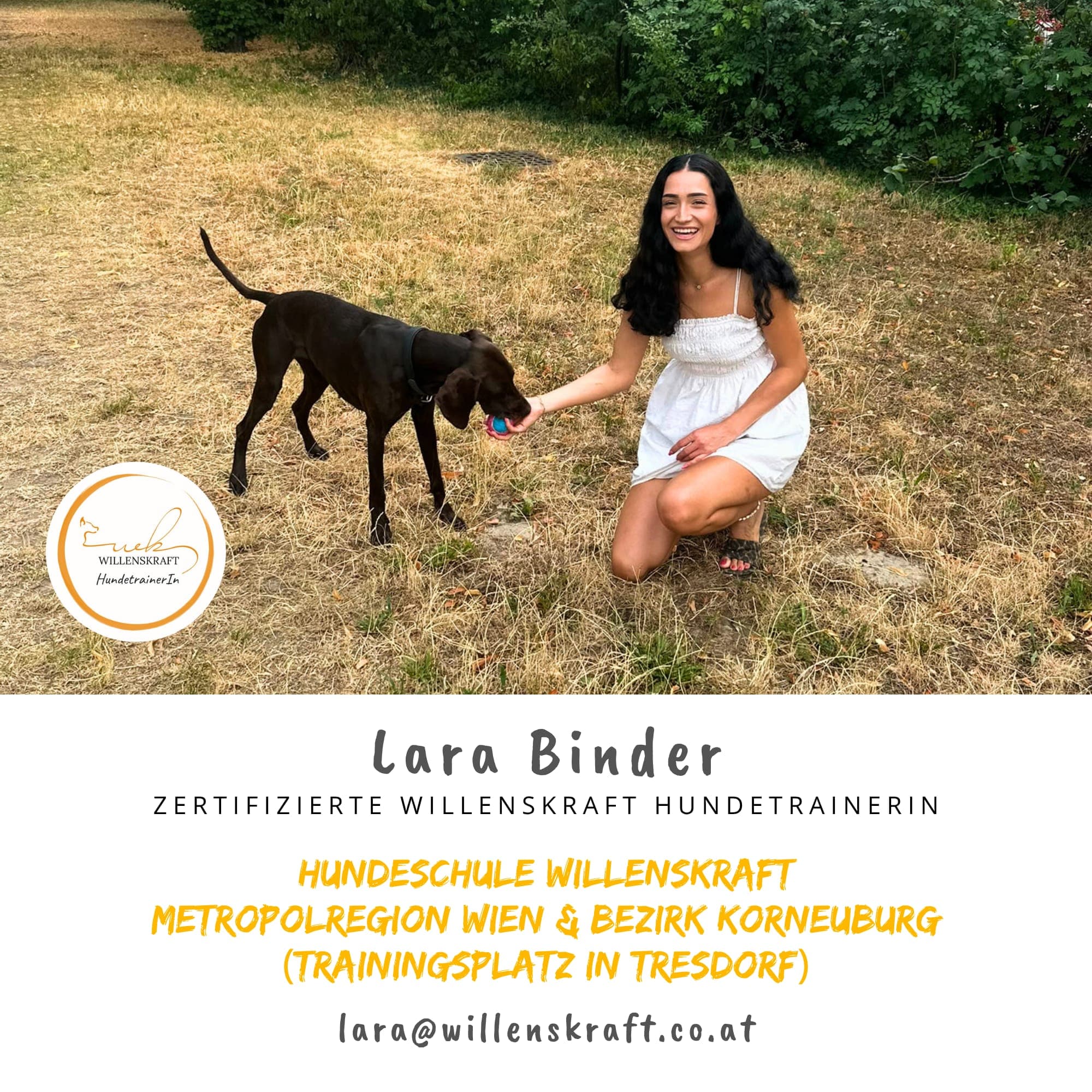 Lara Binder, Willenskraft-Hundetrainerin im Bezirk Korneuburg & in Wien